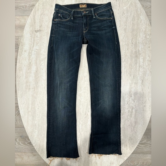 MOTHER The Runaway Skinny Flare Raw Hem Jeans In Wash Jaded - Picture 2 of 7